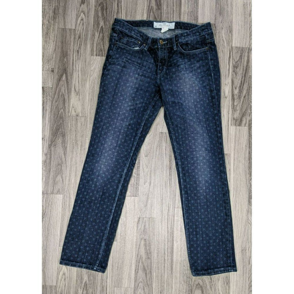 H&M Dark Navy Straight-Leg Jeans with Subtle Pattern